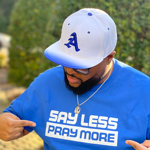 Say Less Pray More Blue Shirt